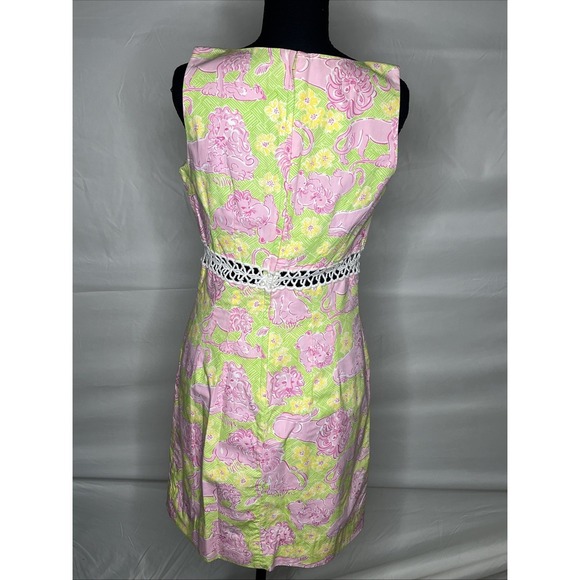 Lilly Pulitzer Women's Party Animals Lattice Waist Sheath Dress White Label Sz 6 - Picture 2 of 6